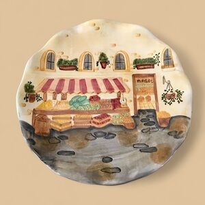 3-D Plate, Bella Casa by Ganz, 10”, “The Market”, Colorful and Fun!